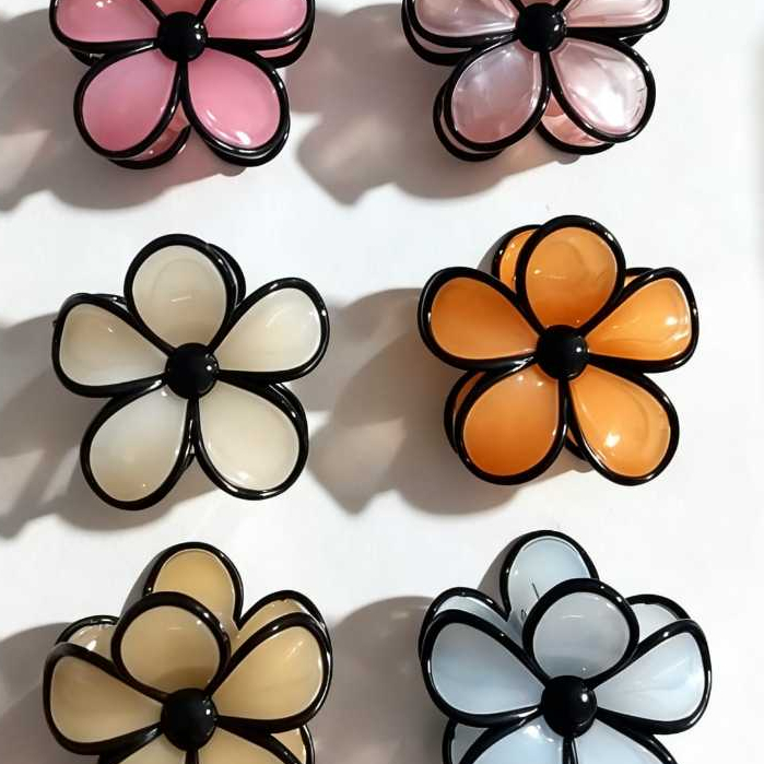 Piranha Presilha de Acrílico Flor Feminina – Garra de Cabelo Delicada e Moderna