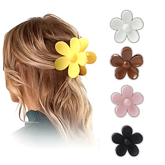 Kit 2 Grampo Piranha Presilha De Cabelo Flor Grande Garra Prendedor Acessório Feminino Elegante Praia Feriado Verão