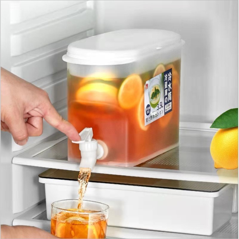 Balde de água fria PP de grande capacidade, 3500ML, vem com torneira, suco caseiro, leite, flor, chá, mãos livres, garra