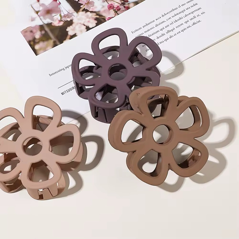 Garras pregadeiras para cabelos formatos flor linha luxo foscas vazadas presilhas bico de pato para cabelos meninas