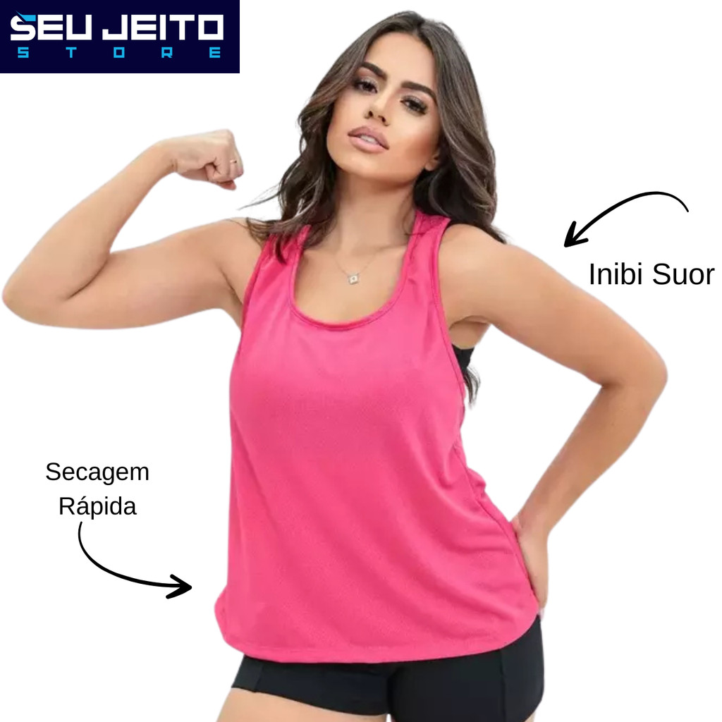 Kit com 2 Camisetas Regatas Feminina Dry Fit Academia Conforto e Estilo Fitness