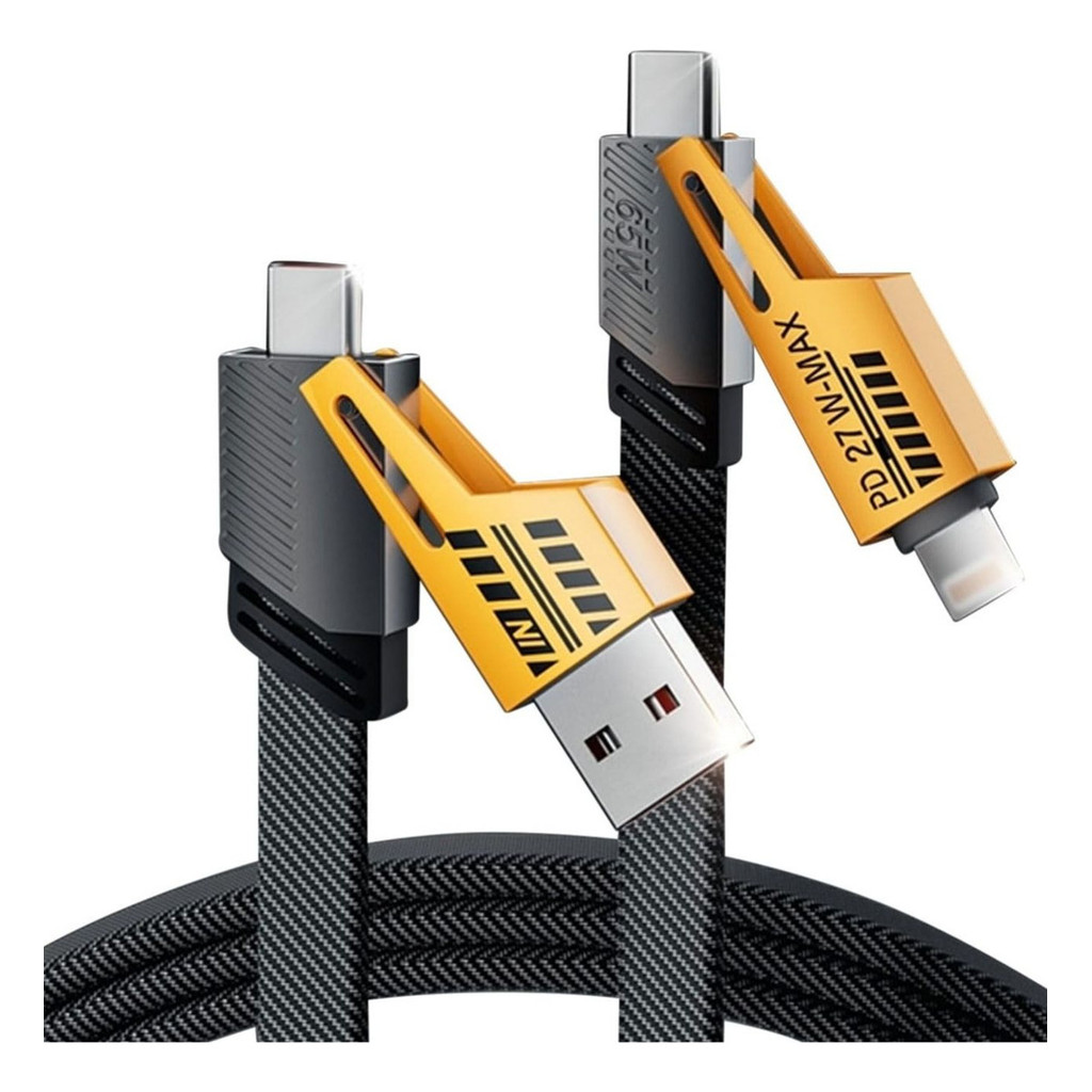 Cabo Usb Turbo 65w/27w 4 Em 1 Carregador Tipo C Para Iphone Preto