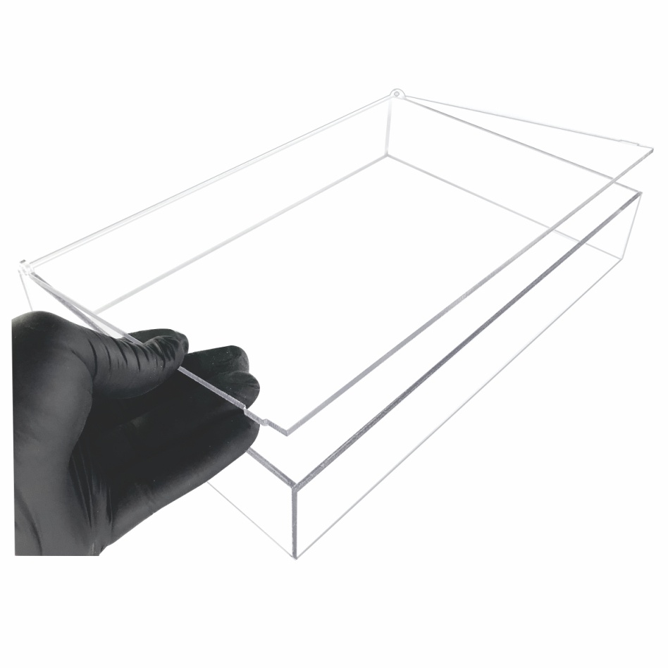 Caixa 30x20x5cm organizadora acrilica multiuso transparente tampa flip articulada