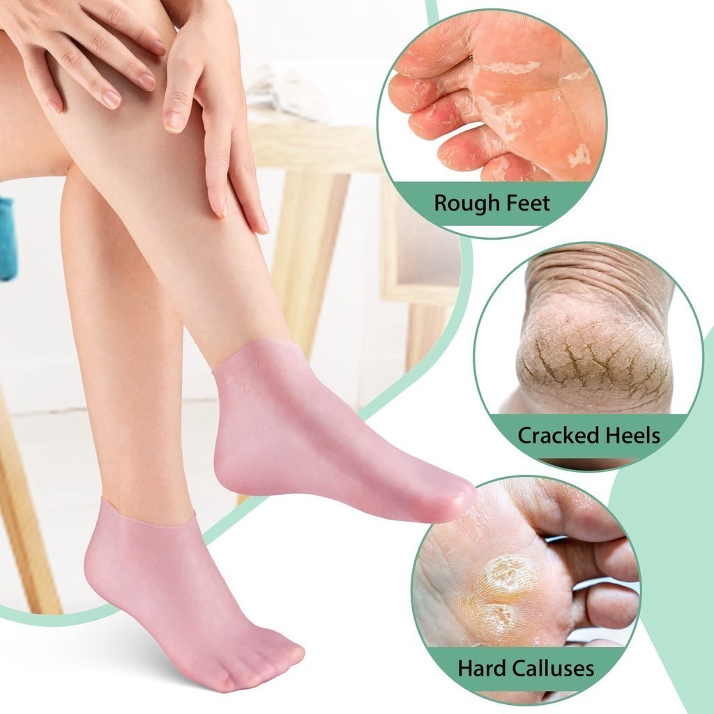 kit 1/2/3 Par Meias Cuidados Com Pés Spa Uso Doméstico Silicone Calcanhar Gel Hidratante Pele Protetores Anti Rachadura