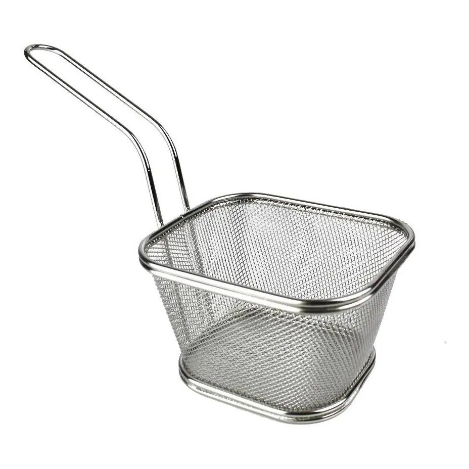 Kit Com 10 Mini Cestinhas Inox Para Batata Frita E Porções Lanches