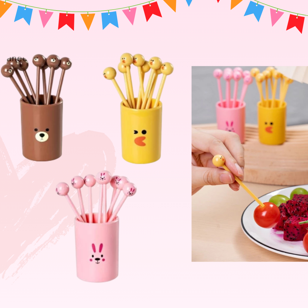 Kit 10 Mini Garfinhos Divertidos para Frutas, Lanches e Festas + Copinho