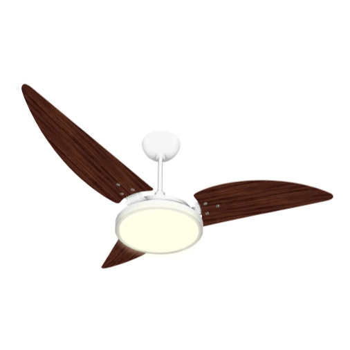 Ventilador Maragogi Branco Tabaco com Led Branco Quente 127V