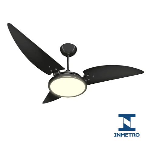 Ventilador Maragogi Preto Preto com Led Branco Quente 127V