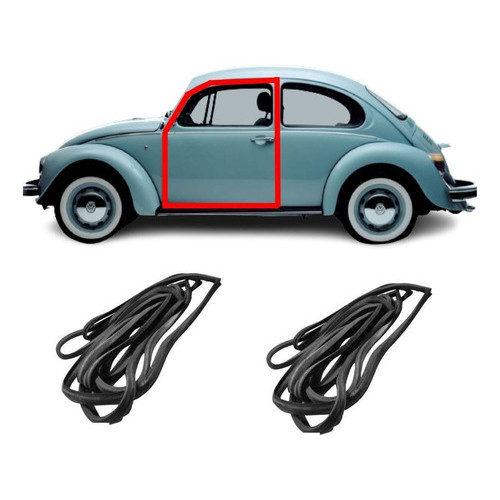 Par Borracha JAHU Porta Fusca 1978 Até 1994 Guarnição Original dianteira placa preta linha premium
