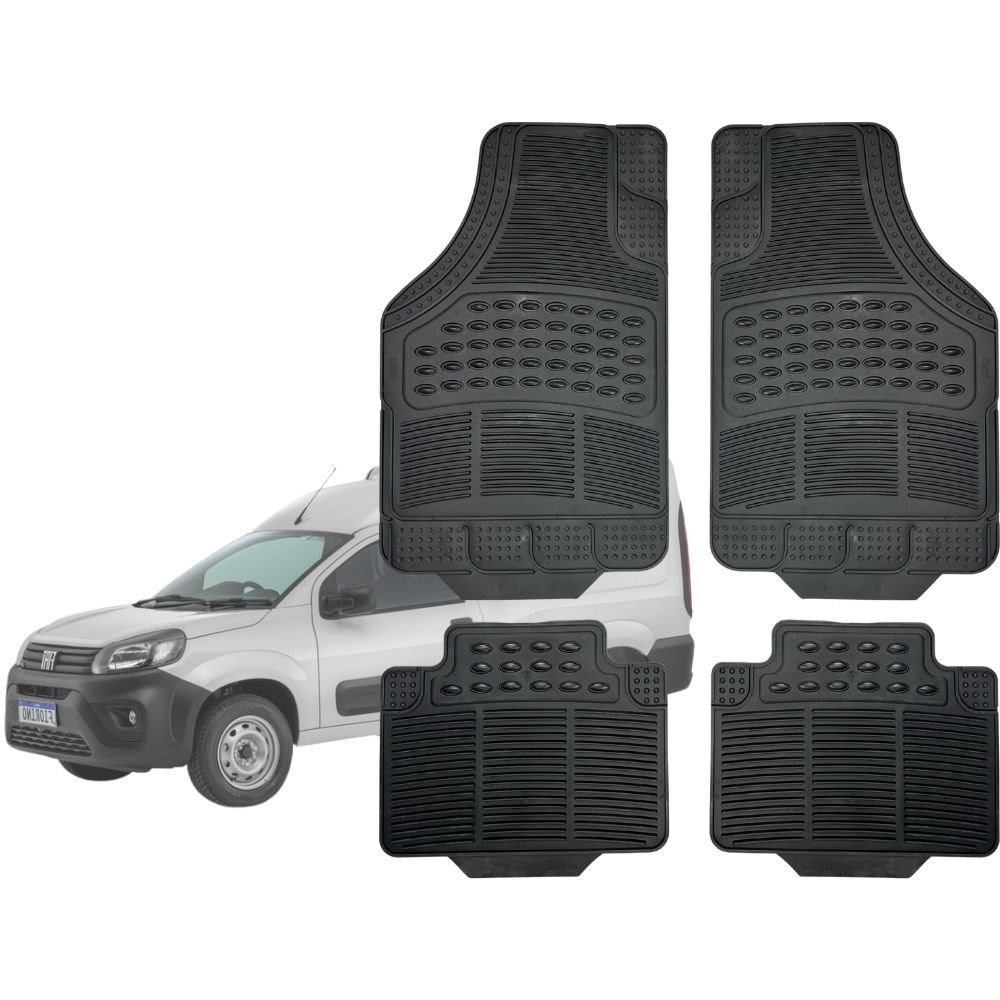 Jogo de Tapete Automotivo Universal Impermeavel Preto 4 peças Borracha Fiat Fiorino 1978 Até 2026