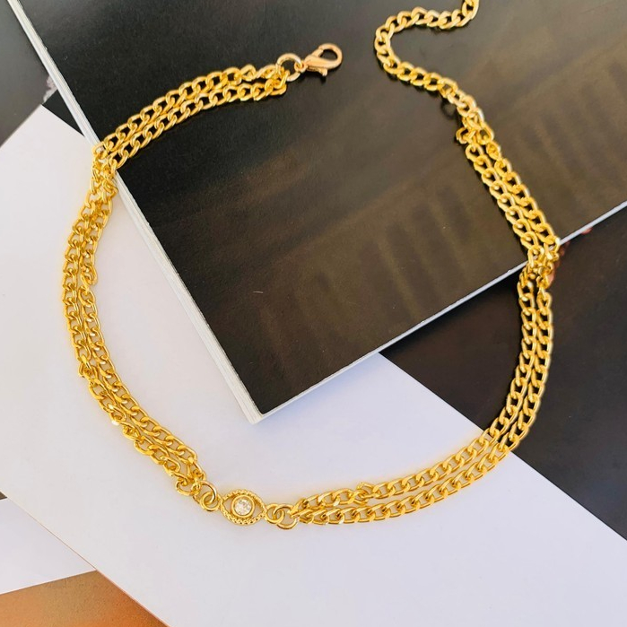 Choker duplo gargantilha banhada a Ouro com Olho grego e Zircônia cristal