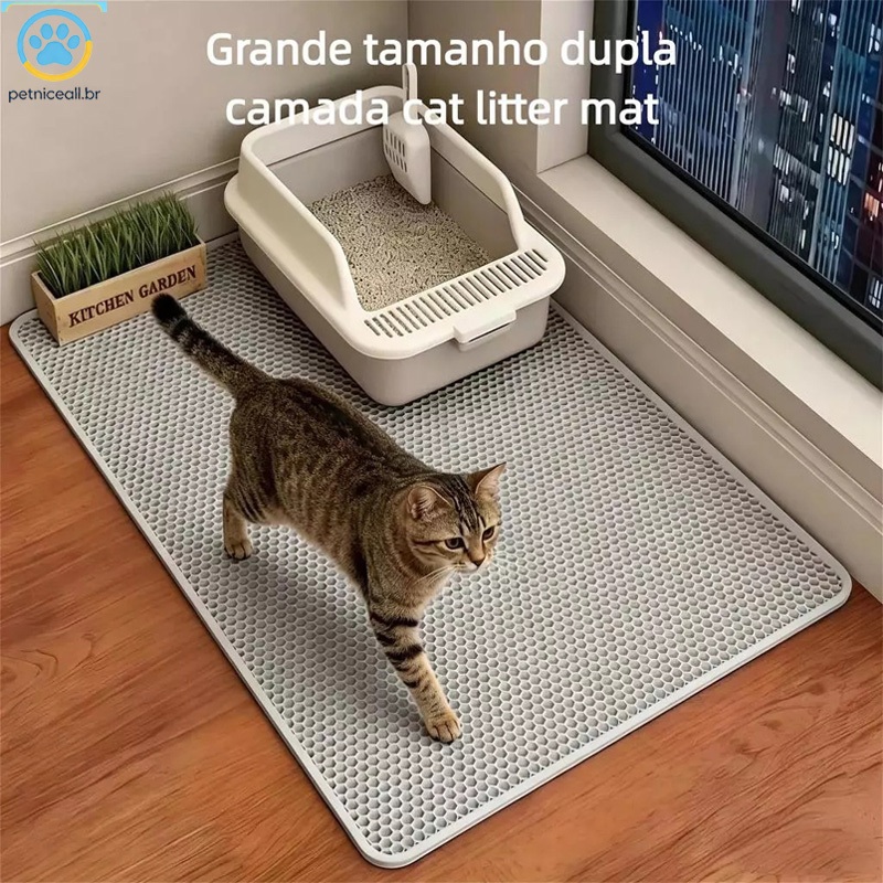 EVA Cat Litter Mat Washable Double Layer Cat Litter Mat Various Sizes - Black and Gray Colors
