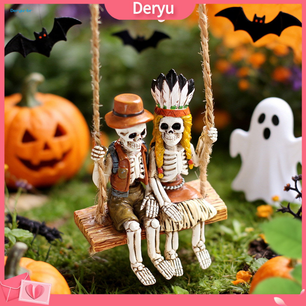 Halloween Hanging Decoration Skeleton Couple Swing Ornament Statue Man Woman Resin Figurine for Indoor for Southeast