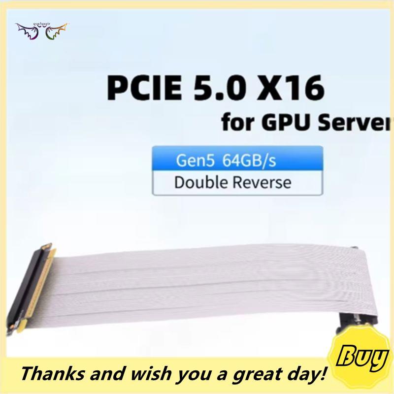 Cabo Riser PCIe 5.0 X16 64 GB/S Duplo Reverso PCI Express Gen5 Sem Perdas Para Servidor ITX RTX5090 RTX4090 19cm