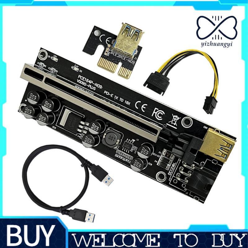 VER009S Plus PCI-E Riser Cartão 009S PCIE X1 A X16 4Pin 6Pin Alimentação USB 3.0 Cabo Para Placa Gráfica GPU Mineiro Min