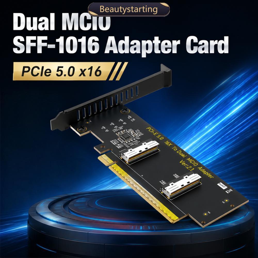 BEAUTYSTARTING PCI-Express PCIe 5.0 x16 Para Adaptador Duplo MCIO SFF-1016 B8H8