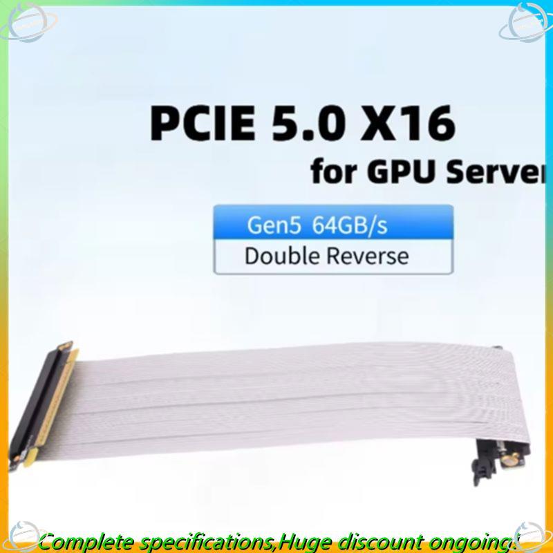 Cabo Riser PCIe 5.0 X16 64 GB/S Duplo Reverso PCI Express Gen5 Sem Perdas Para Servidor ITX RTX5090 RTX4090 19cm