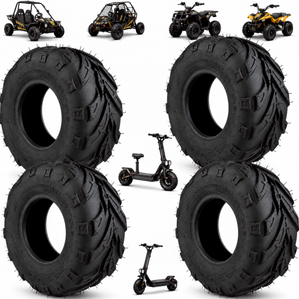 Kit 4 Pneus 145/70-6 Com Garras Tubeless 4 Lonas Atv Mini Buggy Italika VREX Muv Scooter Two Dogs