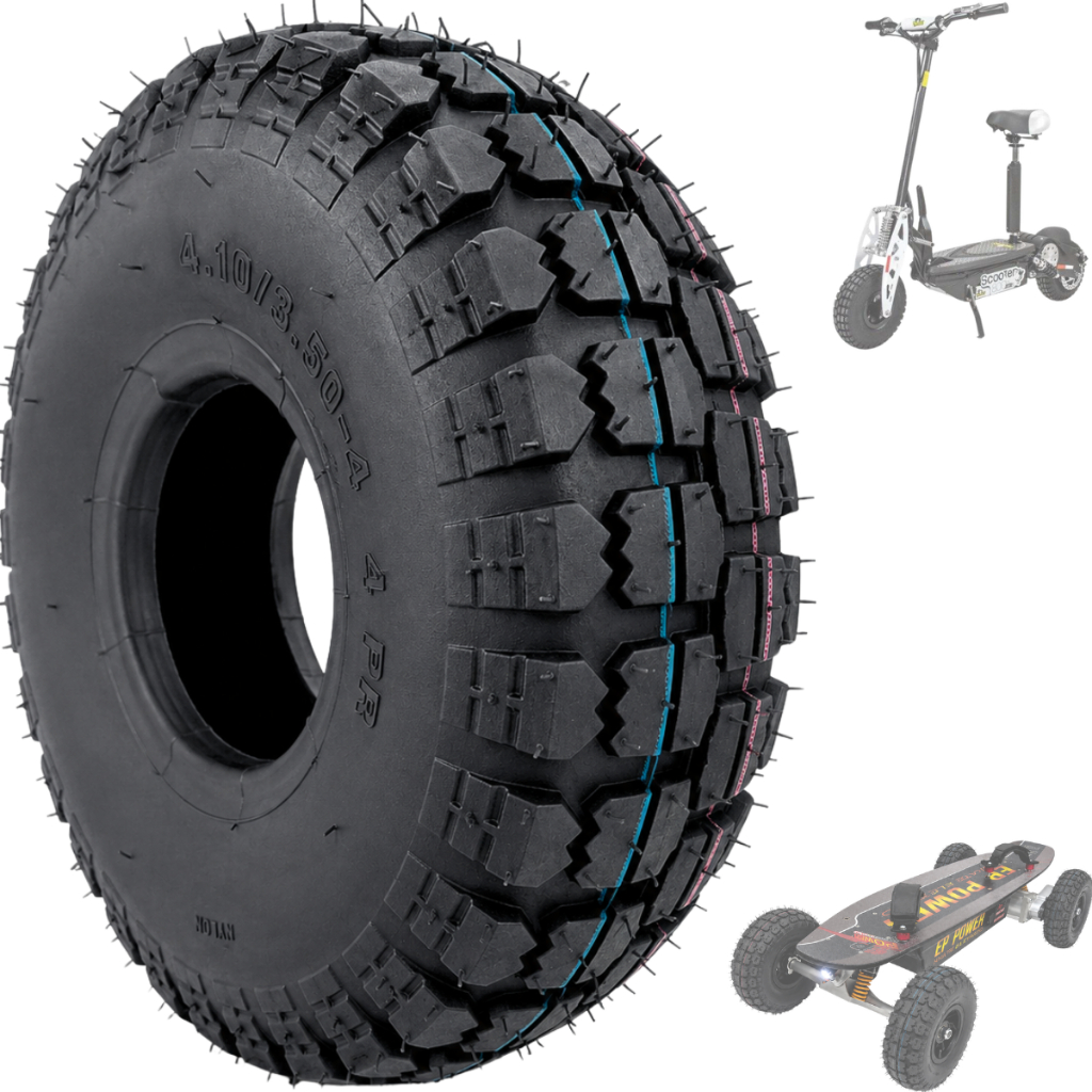 Pneu 4.10/3.50-4 Ideal P/ Skate Elétrico Patinete Scooter Carrinho Carga 4 Lonas 160kg 45km/h - Two Dogs 800w - 1000w