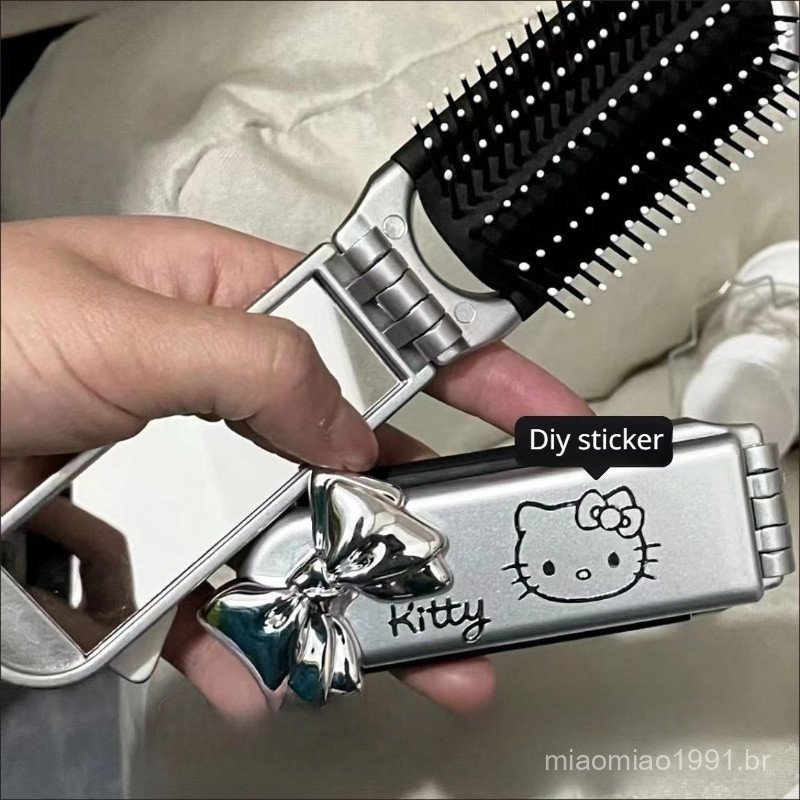 Novo Desenho Animado Big Two Dog Portable Folding Air Bag Comb Girl Gato Maquiagem Portátil Mirror Jóias