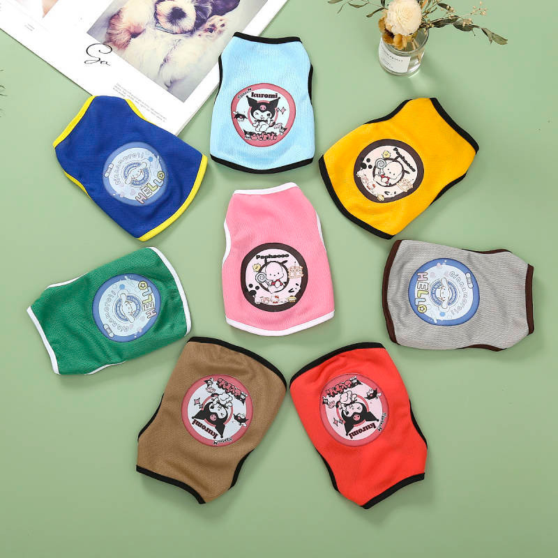 Pet Vest Breathable Thin Cartoon Cute Personality Sleeveless Dog Clothes Cat Clothes Pet Clothes Two Feet Apparel EdnC