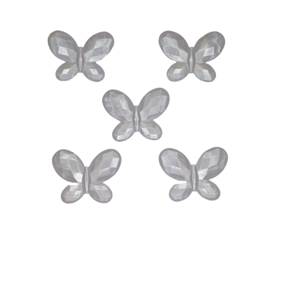 Borboleta Branco Perolado Passante Pingente Cortina Lustre Aplique Decoração Kit 10 Peças