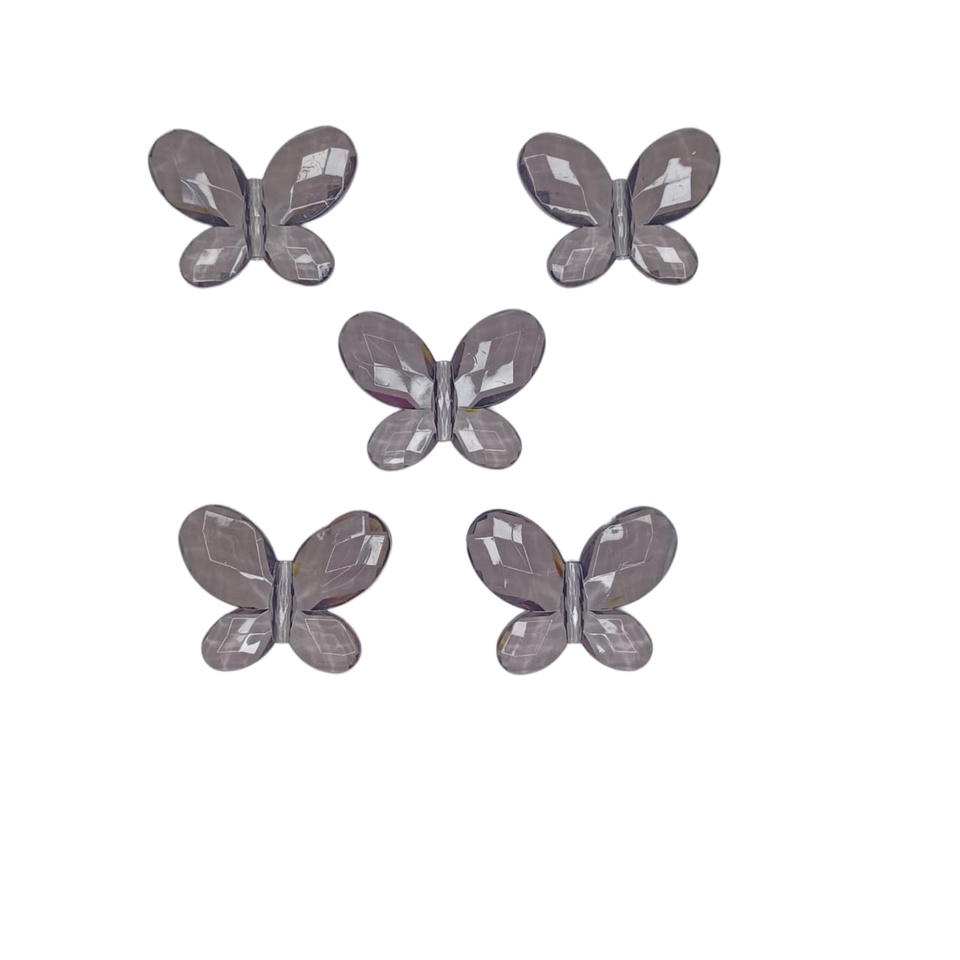 Borboleta Acrílica Preta Fumê Passante Pingente Aplique Decoração Kit 10 Peças