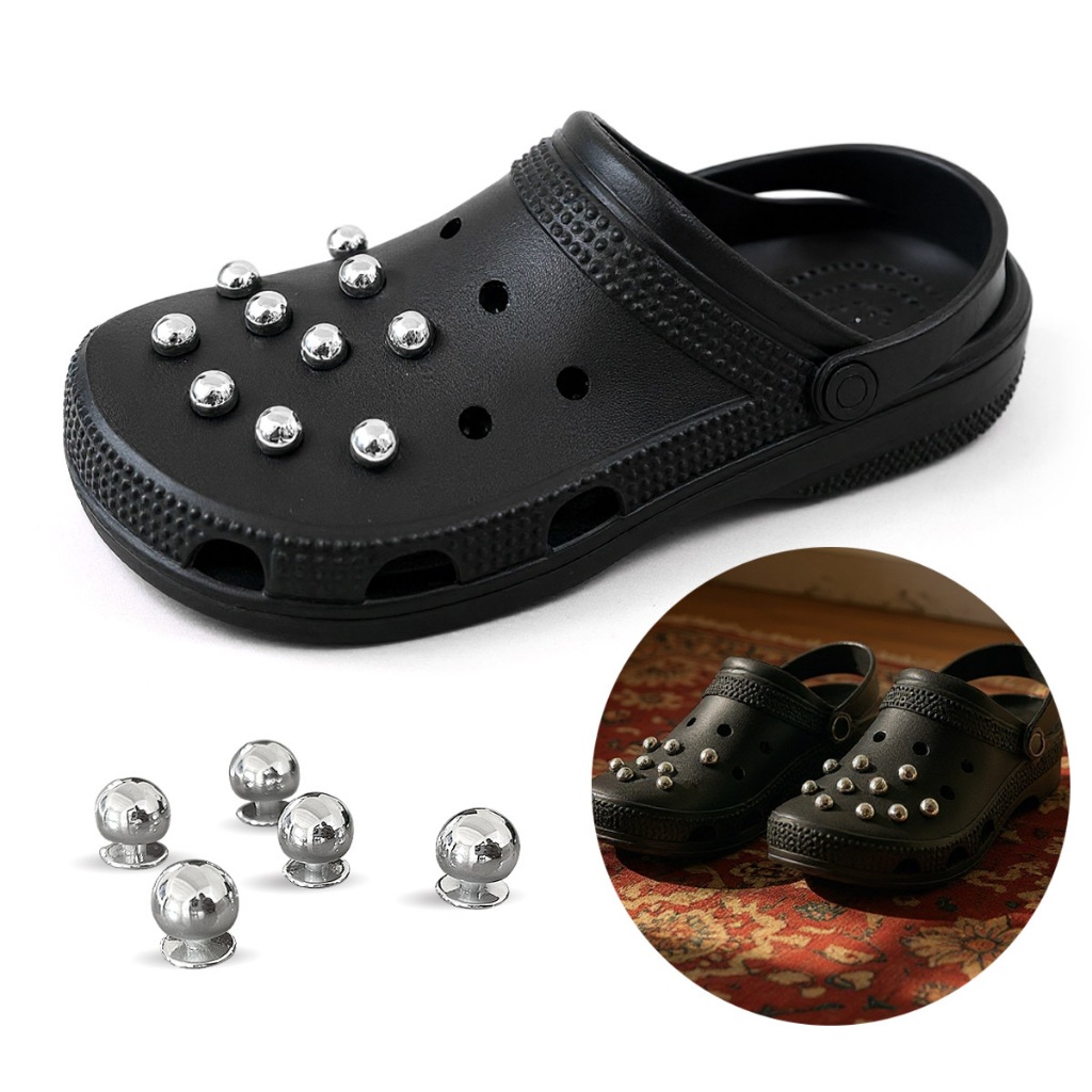 Pins Botons Pingentes Coleção Esferas Cromadas Sapatos Slides Sandálias Decoração Bolinhas
