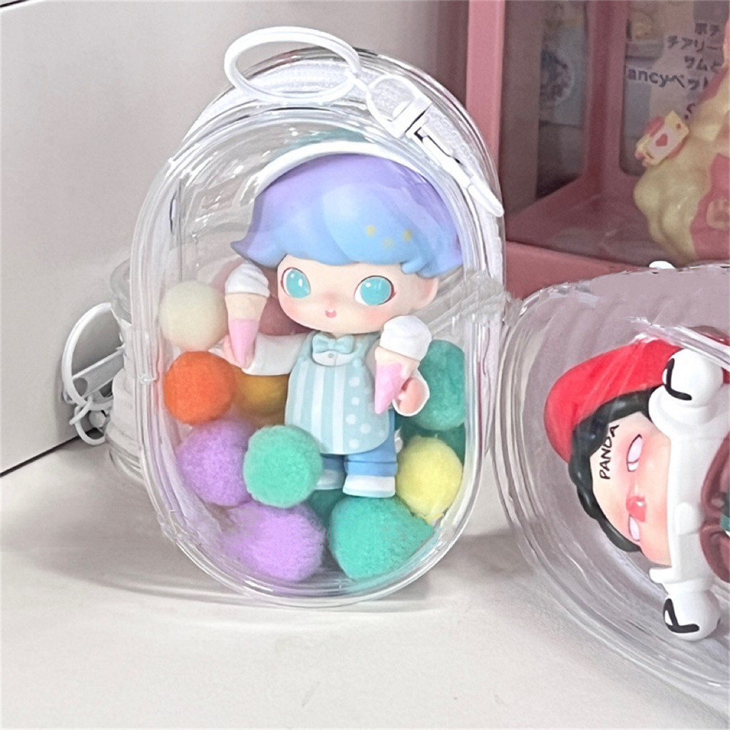 Bolsa de Armazenamento Transparente para Bonecas New Clear com Pingente para Decoração de Enfeite de Bolsa