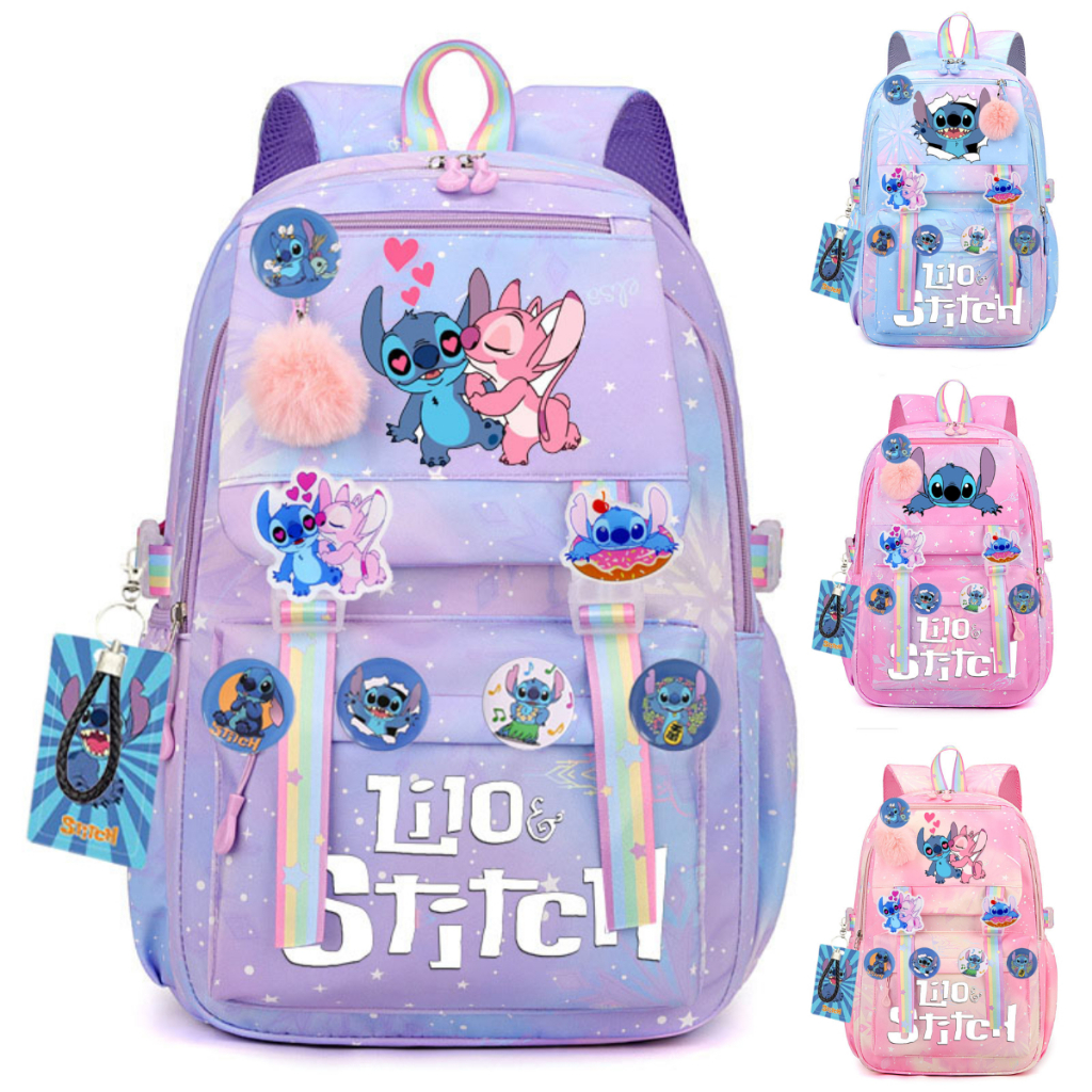 Cartoon cute STITCH bolsa de ombro de grande capacidade para homens e mulheres estudantes bolsa escolar prática e acessí
