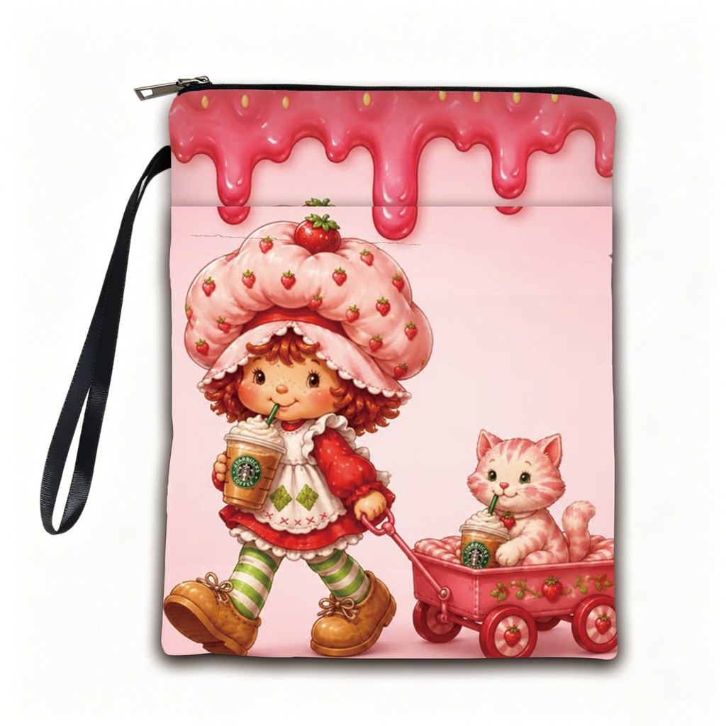 Moranguinho Cute Strawberry Shortcake Cartoon Bolsa Com Zíper De Armazenamento Portátil Multifuncional Prática Organizad