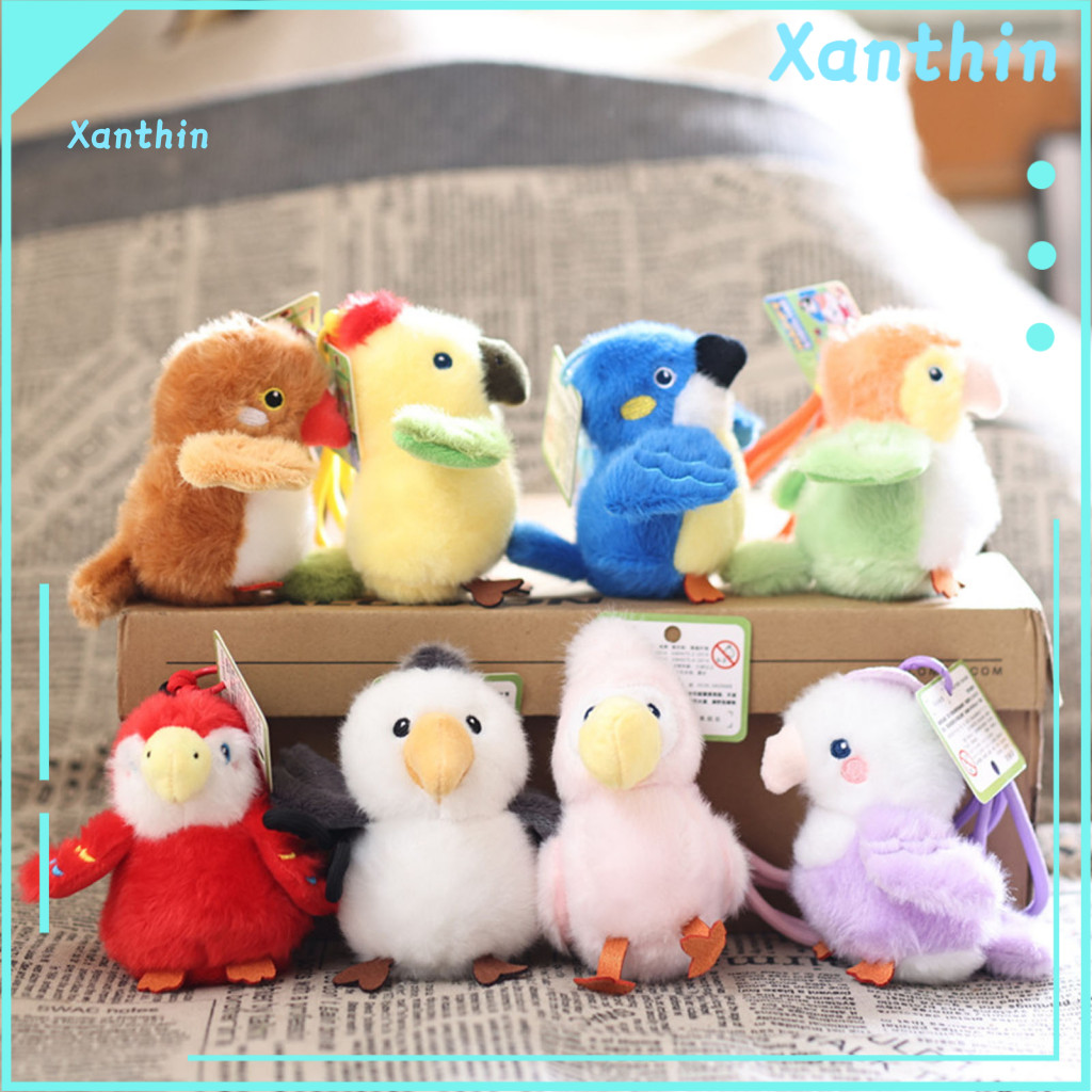 Plush Pendant Mini Keychain Cute Small Parrot – Soft Sparrow Stuffed Bag Charm Cartoon Bird for Backpack Purse Gift Ac