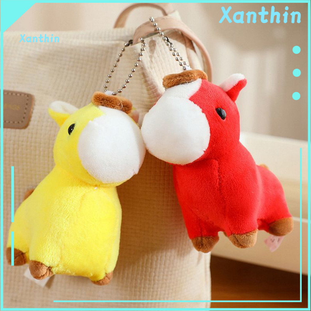 Year of the Horse Jewelry Figurine Pendant Cute Plush Keychain Soft Stuffed Bag Charm Cartoon for Car Home Decor and Gif