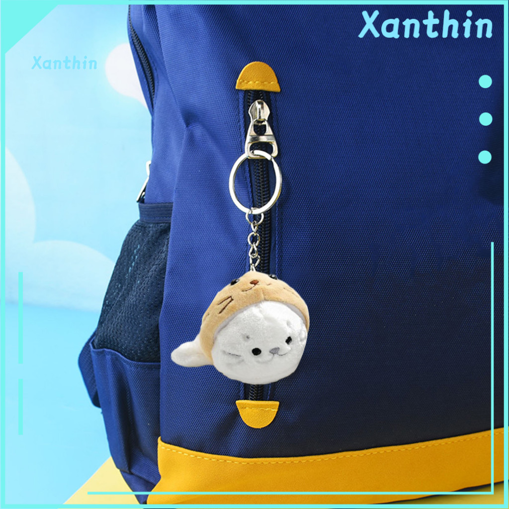 Stuffed Seal Pendant Plush Cute Cartoon Keychain Soft Doll with Metal Buckle – Adorable Sea Bag Charm for Kids Girls B