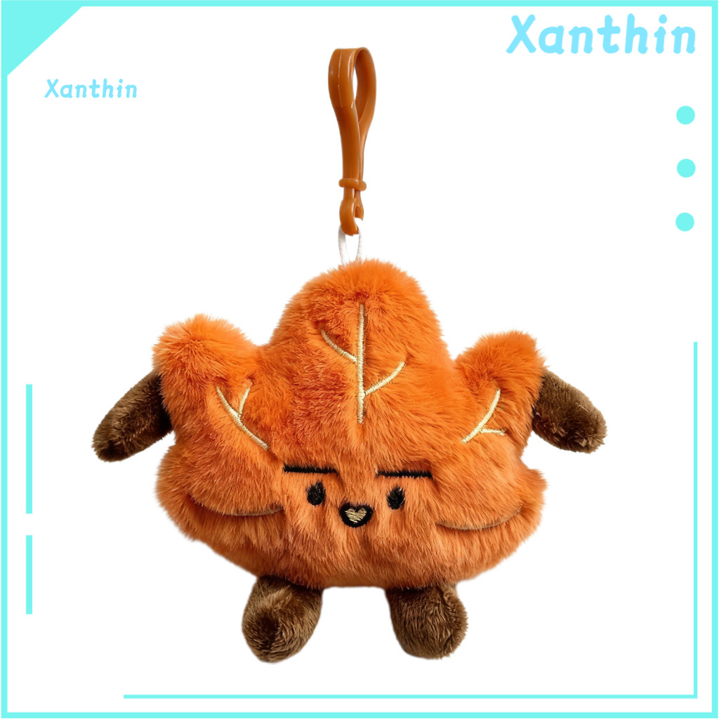 Maple Leaf Keychain Plush Pendant Cute Autumn Cartoon Anime Backpack Bag Charm Soft Toy Accessory for Women Men Kids Sou