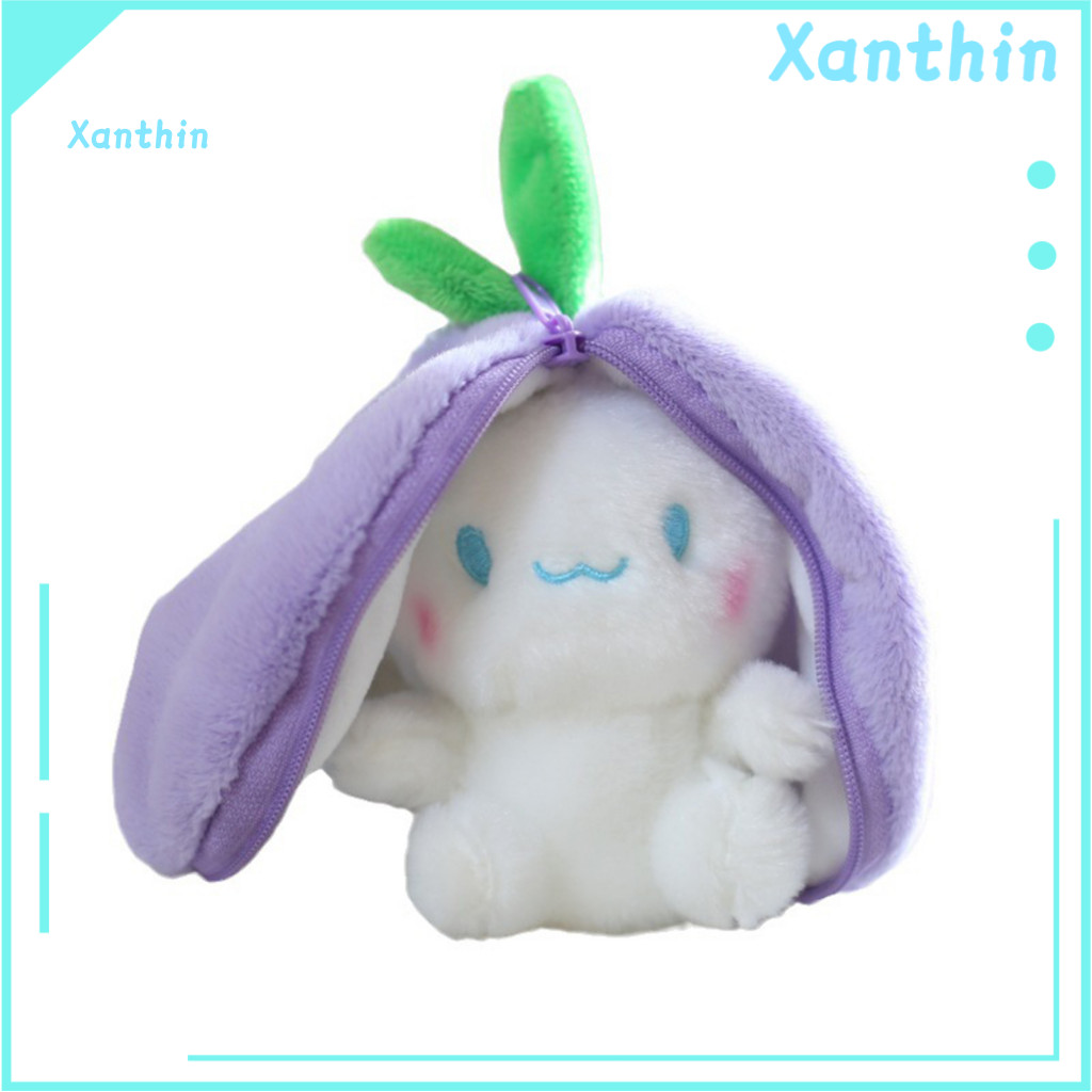 Dog Doll Keychain Plush Toy Cute Fruit Bunny Fluffy Cartoon Anime Pendant Cross-dressing for Kids Girls Birthday Gift So