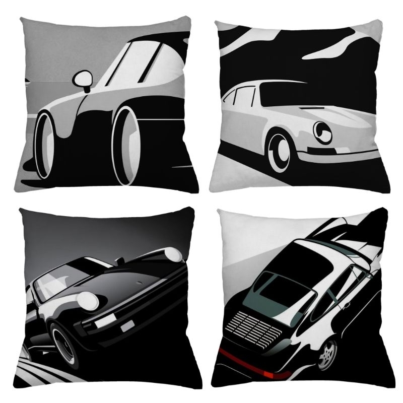 KIT 4 CAPAS DE ALMOFADA PORSCHE 911, DECORAÇÃO, CRIANÇAS, CARROS, EXCLUSIVO