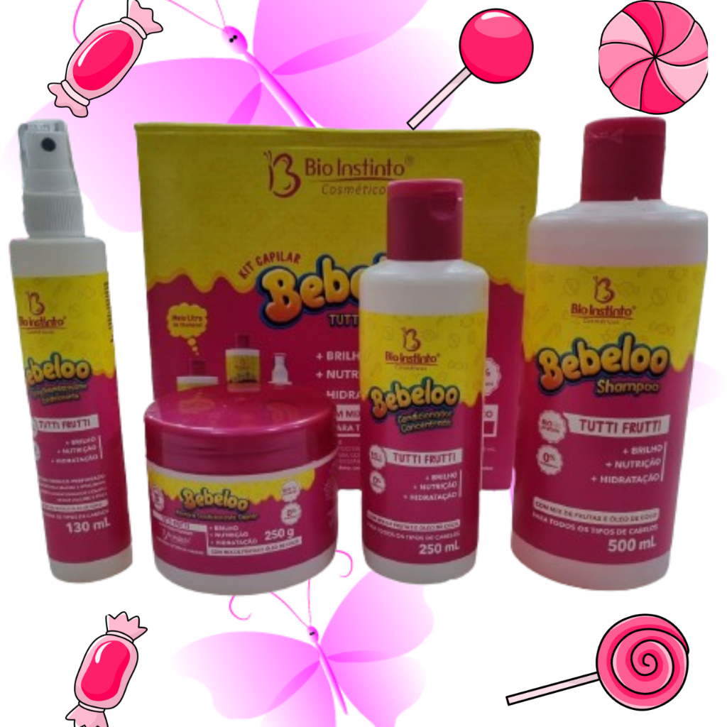 Kit Capilar BeBeloo (Tutti Frutti) Lançamento bio instinto (Cheirinho de Bubbaloo) Com 4 Itens