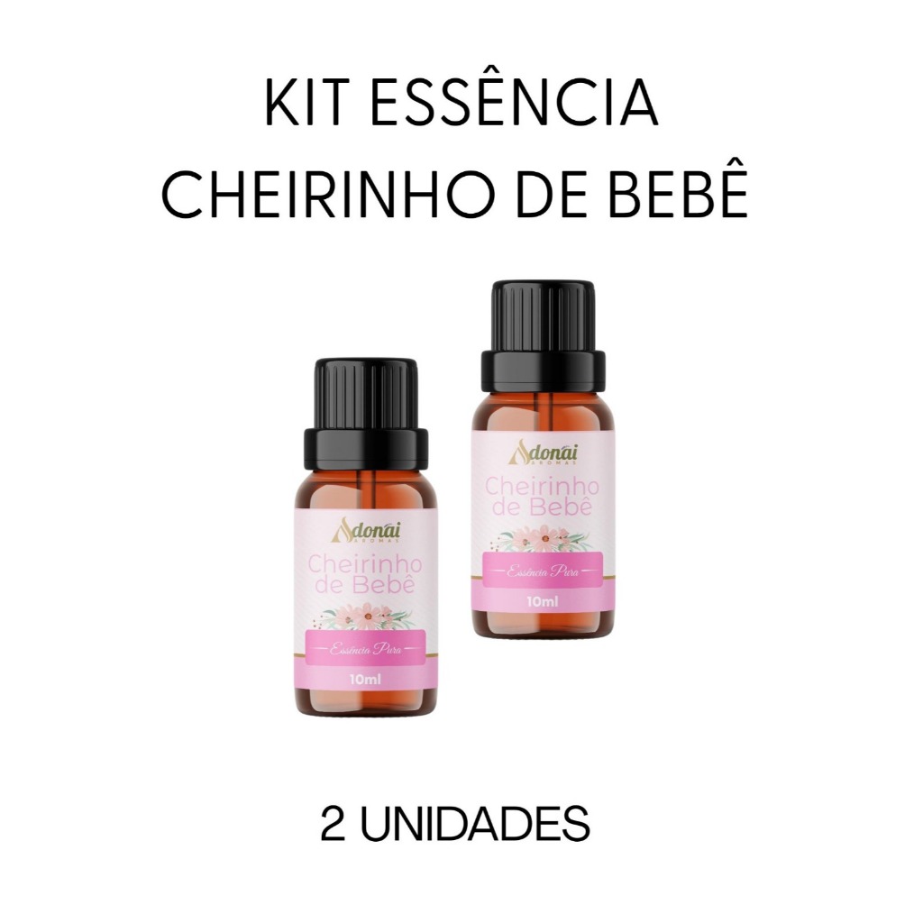 Kit 2 Essência Aromática Cheirinho de Bebê 10ml Adonai Difusor Elétrico Umidificador