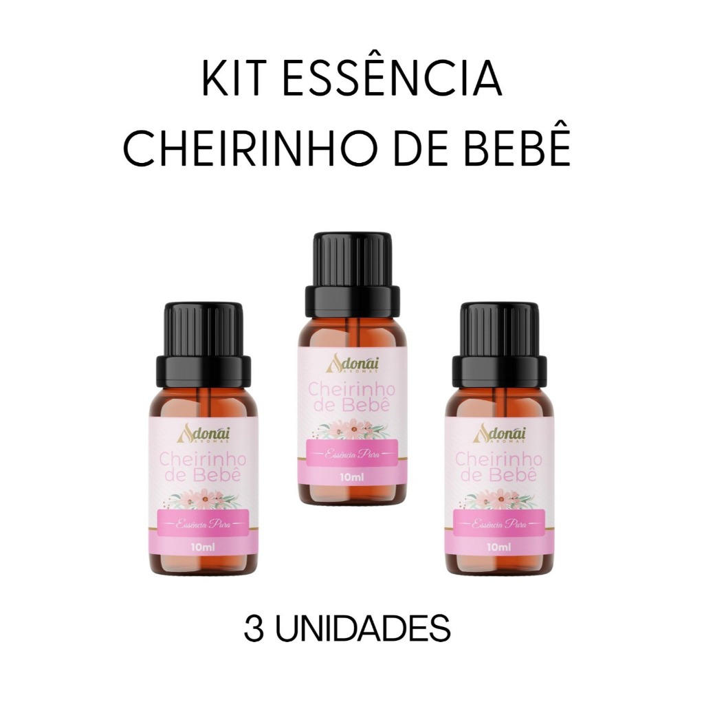 Kit 3 Essência Aromática Cheirinho de Bebê 10ml Adonai Difusol Elétrico Umidificador