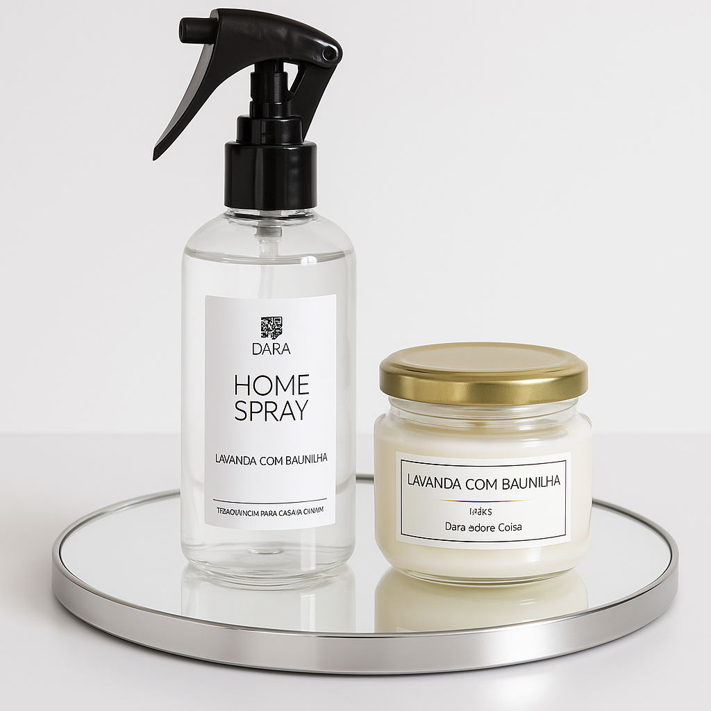 Kit Vela Aromática Artesanal 120g + Home Spray Cheirinho Para Casa 250ml