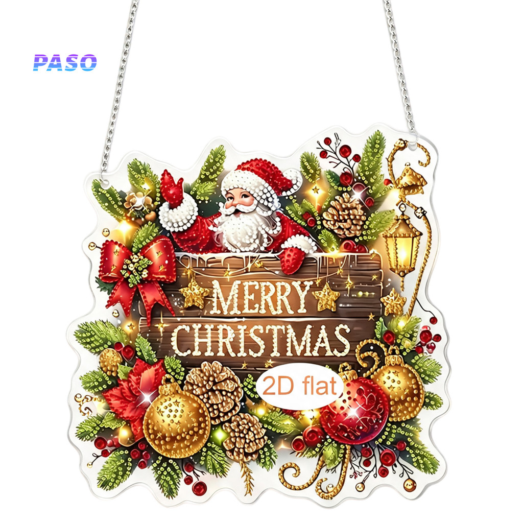 Retro Holiday Home Decor Christmas Tree Hanging Ornaments Pendant with Chain Lightweight Double-sided Acrylic Ornament f
