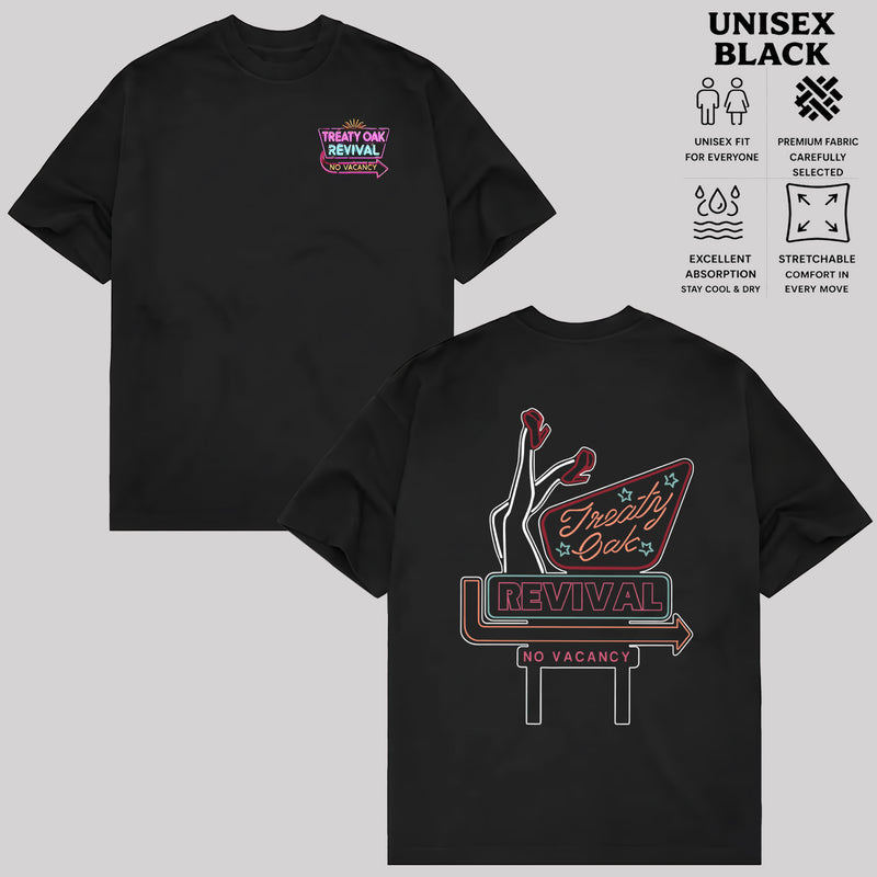 「Algodão Premium Unissex」Soul Tee Camiseta ReTro Treaty Oak Revival Band No Vacancy Double Sided estilosa atemporal m...