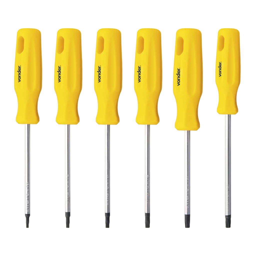 Jogo Chaves Torx T10 T15 T20 T25 T30 T40 Vonder 6 Peças C/ Cabo
