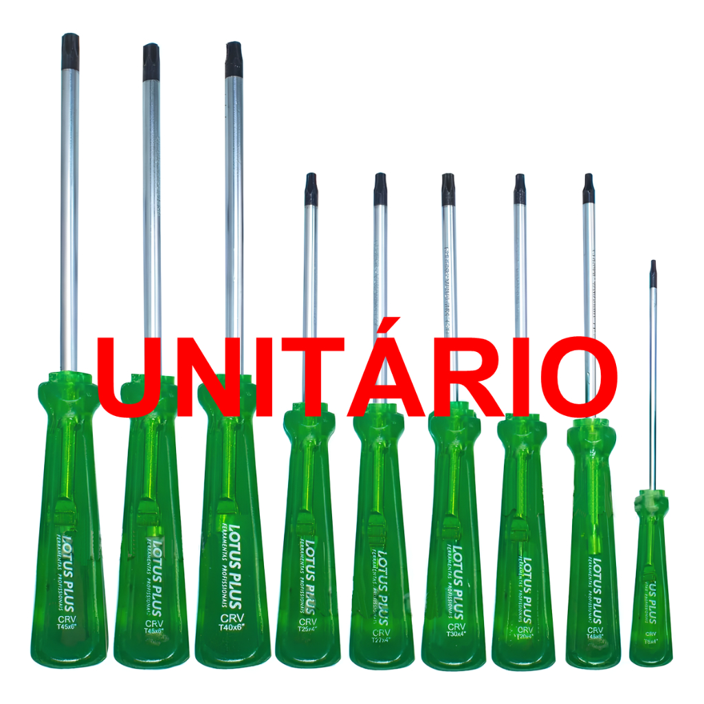 Chave Torx com Cabo T8 T10 T15 T20 T25 T27 T30 T40 T45 Todas as medidas Avulsa Lotus