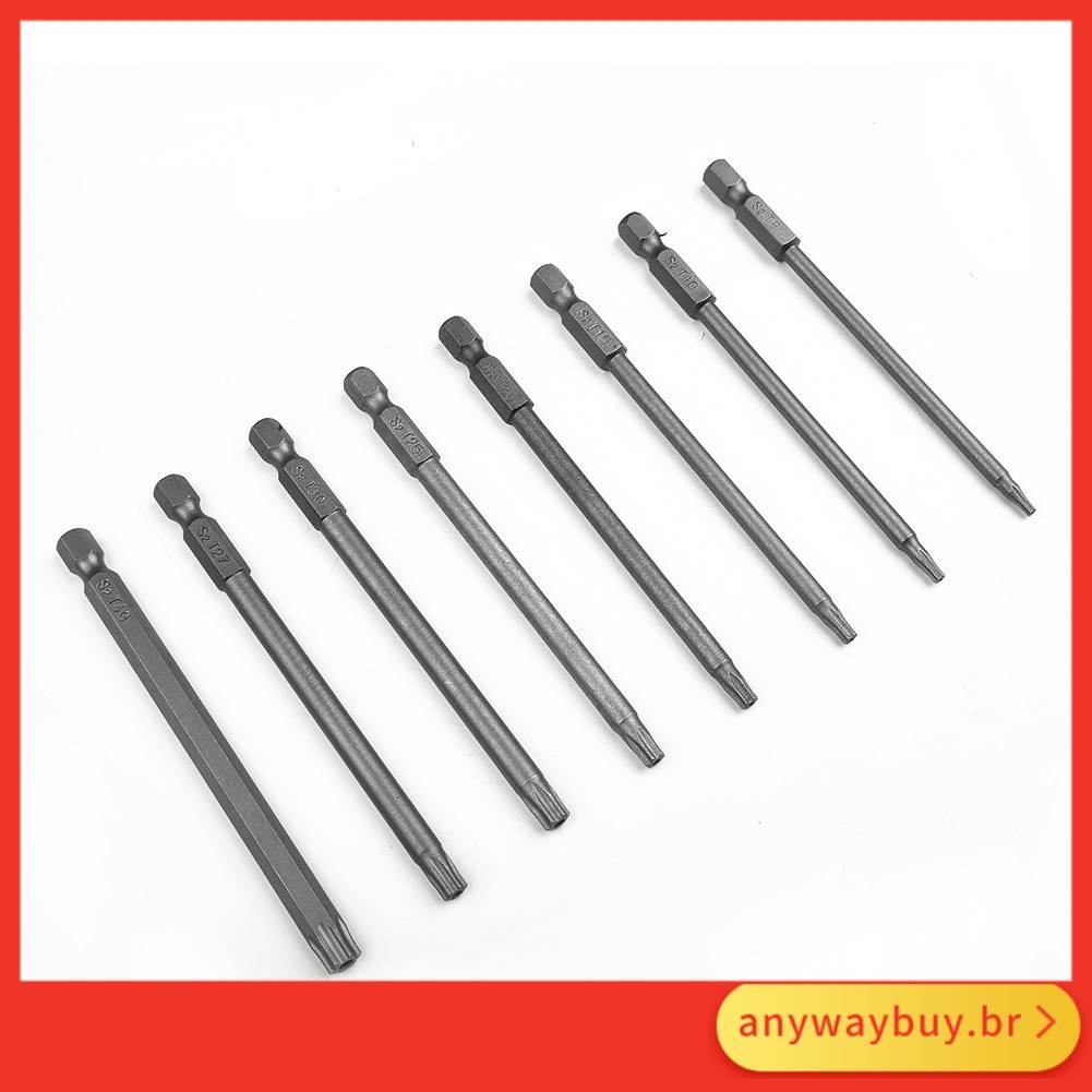 < Ay > 1 Peça Chave De Fenda Torx Magnética Bit 100mm De Comprimento T8 , T10 , T15 , T20 , T25 , T27 , T30 , T40 ❀