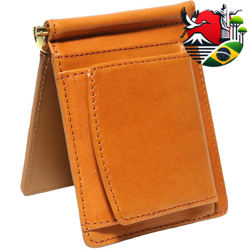 Tochigi Leather Slim Bifold Money Clip Wallet with Coin Pocket, Unisex Genuine Cowhide, Ultra-Thin Compact Billfold with
