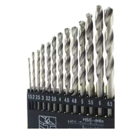 Jogo de Broca Aço Rápido 13 Peças HSS para Metal Madeira Plástico – Kit Brocas Furadeira 1.5mm a 6.5mm - Ultimas Unidade