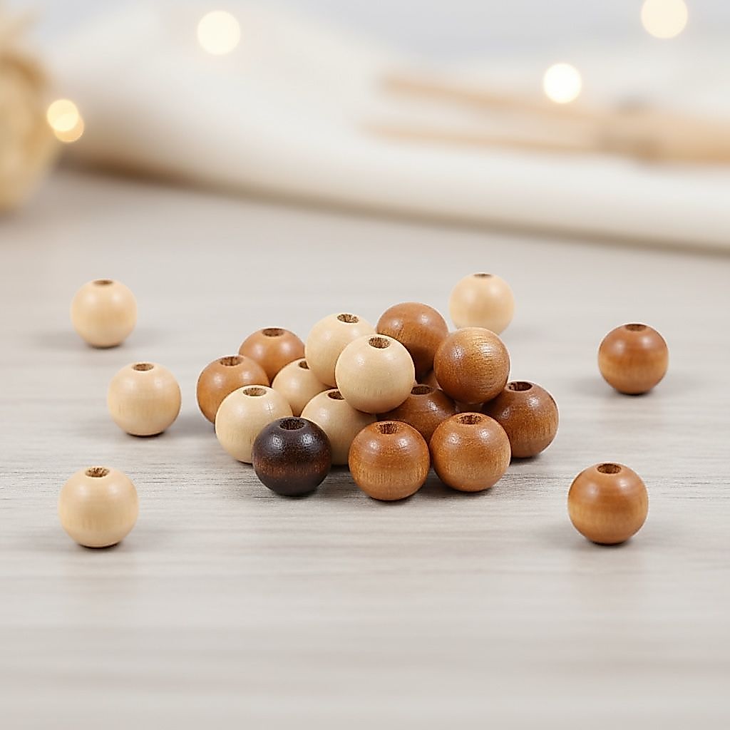 Bolinhas De Madeira 16mm Para Artesanato - Passante 1,5mm - Miçanga Grande