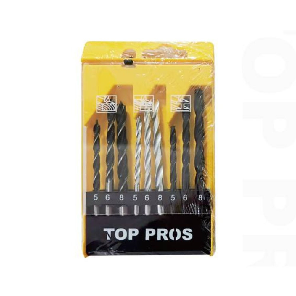 Jogo Ferramentas 9 Brocas 5mm 6mm 8mm Madeira Metal Concreto Perfuração Marcenaria Profissional